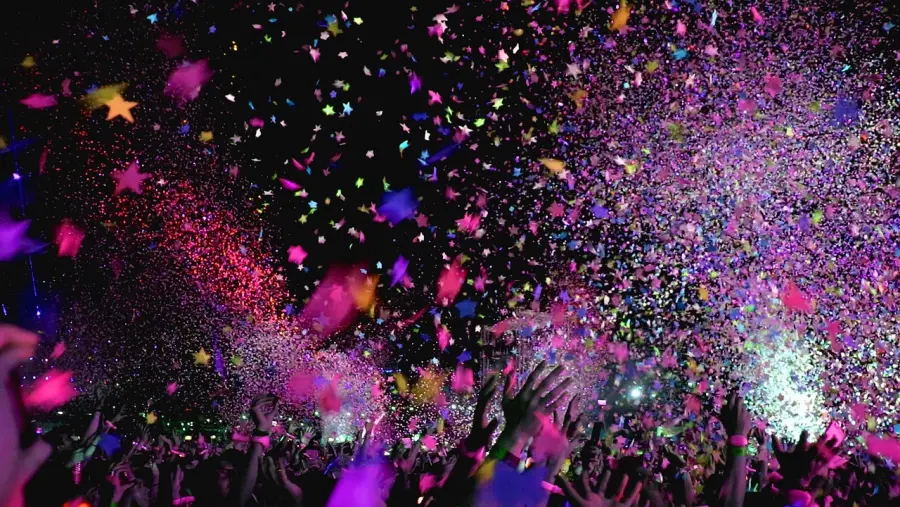 Colorful confetti on a concert in Murter Jezera