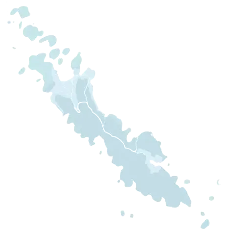 Obris karte otoka Murtera s prikazom njegove obale i topografije